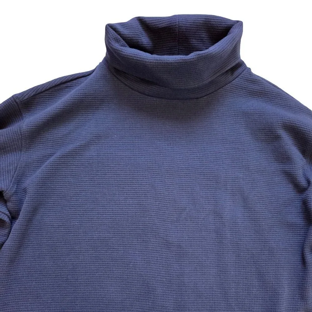 Lands End Sweater Women's Medium Blue Cowl Neck Fisherman Nautical Classic